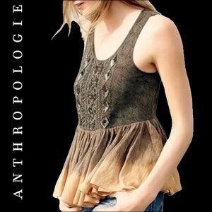 🏷️ NWT Anthropologie Suva Swing Tank Beaded Peplum Top Size M